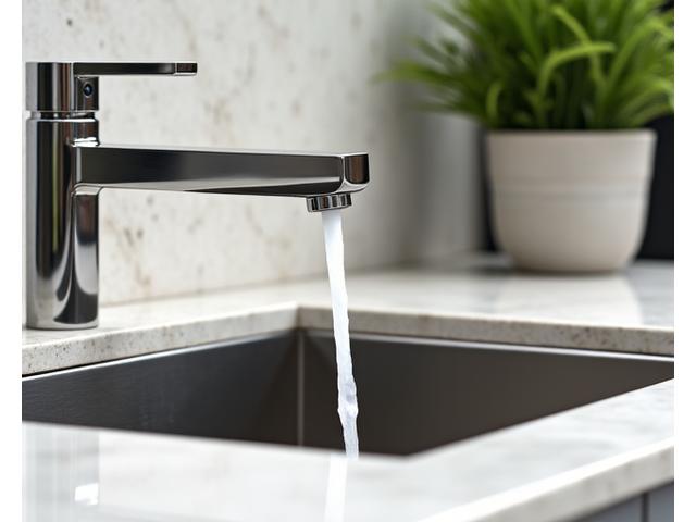 Stainless steel outdoor sink with a stylish faucet, integrated into a stone countertop.